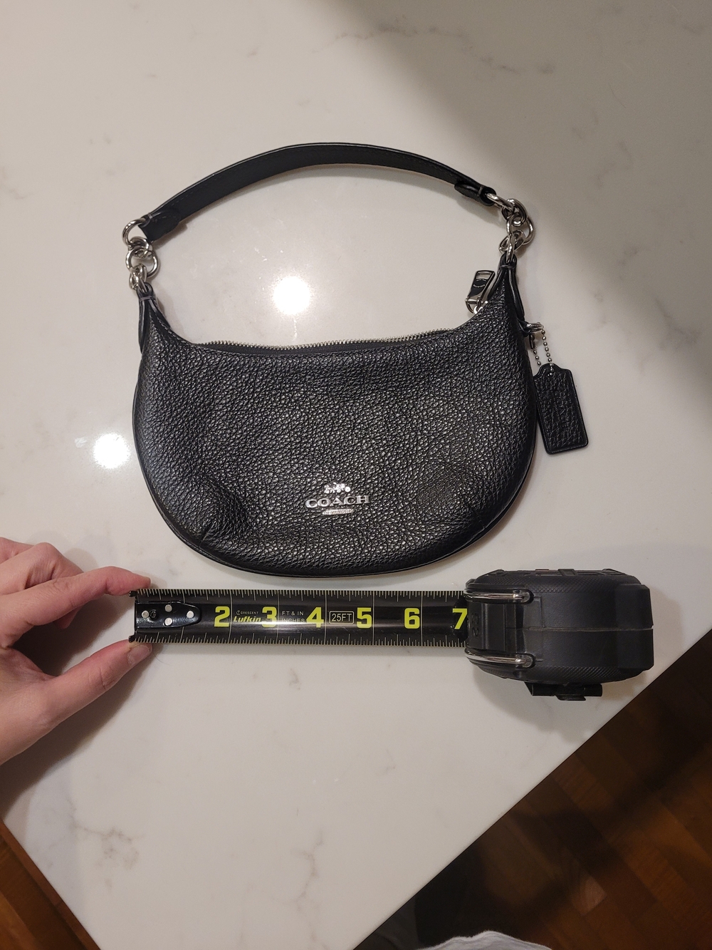 Coach Black Pebbled Leather Crescent Shoulder Bag with Silver Hardware - Picture 7 of 7